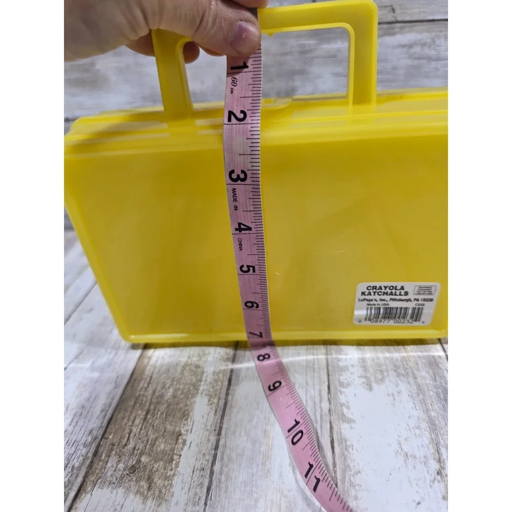 Vintage Crayola Katchalls Yellow Plastic Storage Case Alphabet Graphic C232 USA